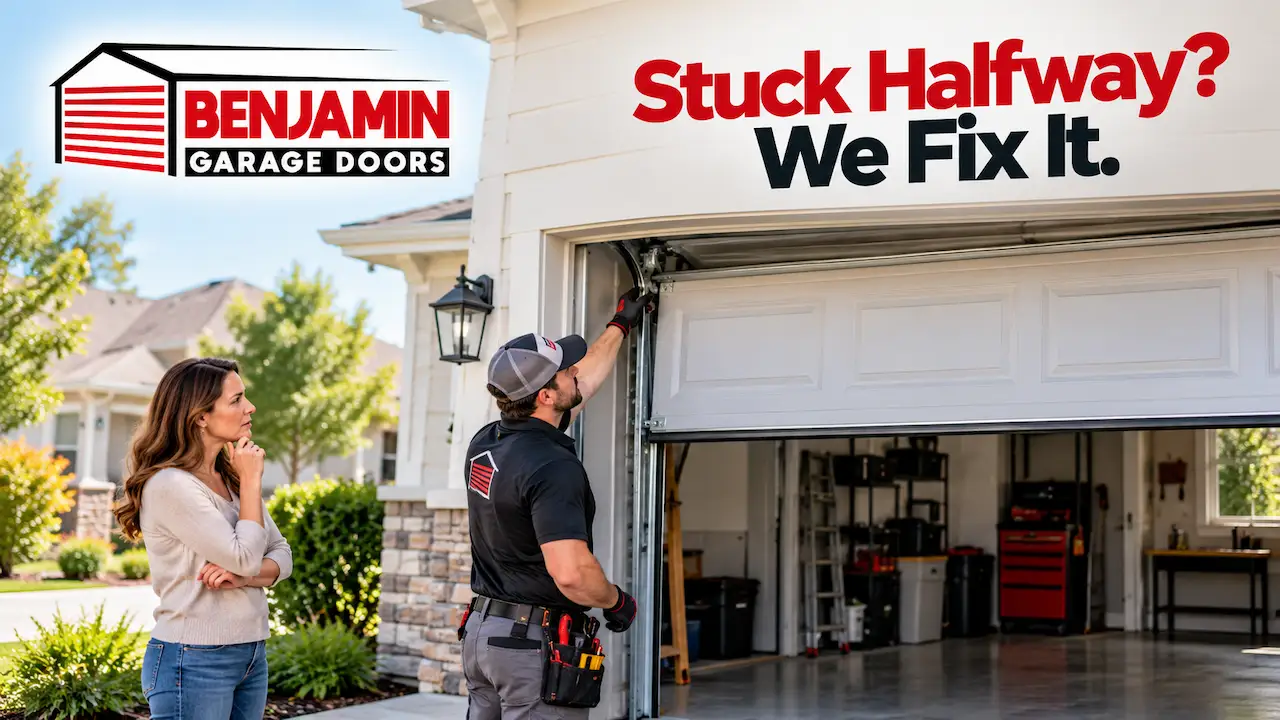 garage door stuck halfway